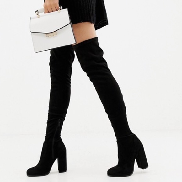 asos design kassidy heeled thigh high boots
